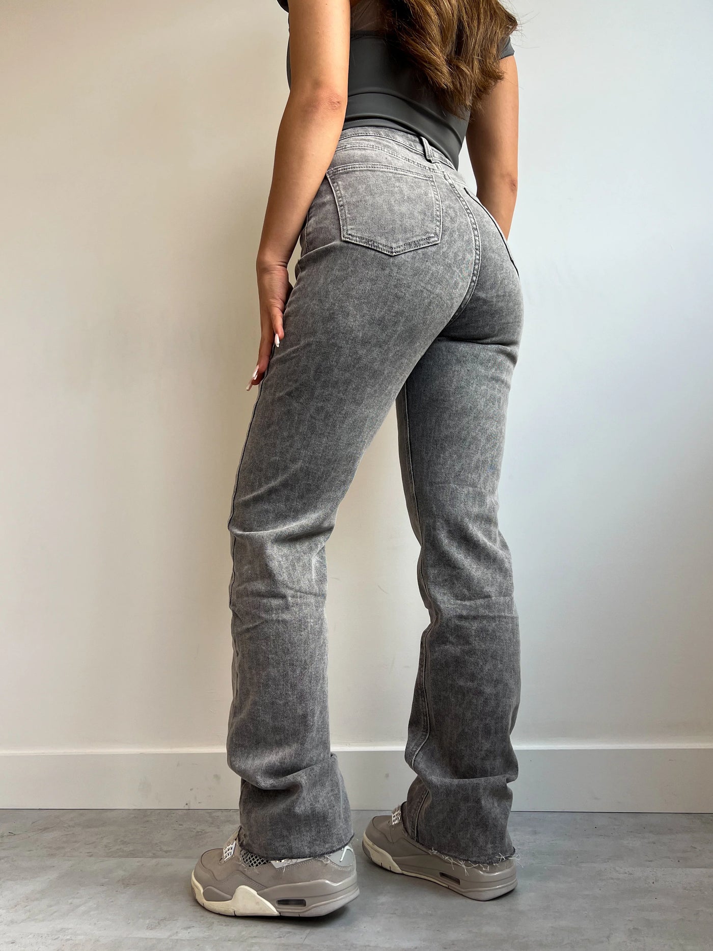 VOGUE™-GREY LEOPARD STRETCH JEANS