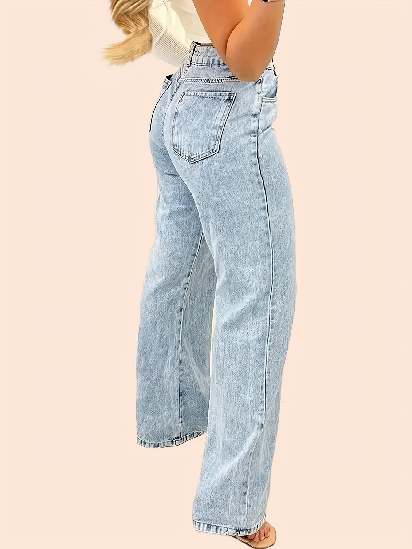 VOGUE™ -  Blauwe high-rise loose fit jeans voor dames