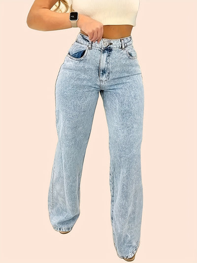 VOGUE™ -  Blauwe high-rise loose fit jeans voor dames